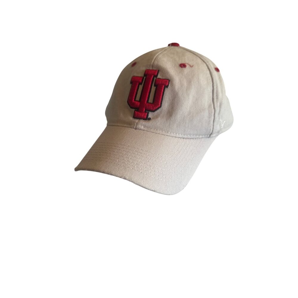 Indiana University IU Zephyr  Baseball Cap Beige & Red Acrylic Wool ‎ 7 5/8
